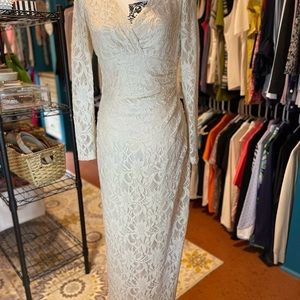 Ralph Lauren, long sleeve ivory gown.